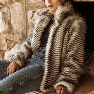 Saylor Paula Zebra Coat Faux Fur